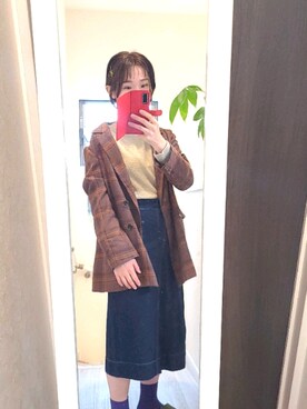 「チェック柄に恋してる」｜「アイテム（その他トップス）」を使った、ひーちゃんさん（レディース・158cm）の秋コーディネート