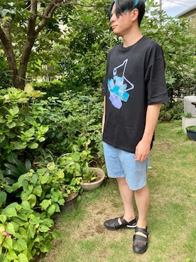 「Onitsuka Tiger（オニツカタイガー）のアイテム（サンダル）」を使った、まさおさん（メンズ・174cm）の夏コーディネート