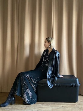 「古着屋コレンテ」｜「アイテム（ライダースジャケット）」を使った、COLLENTE(yuco)さん（レディース・169cm）の冬コーディネート