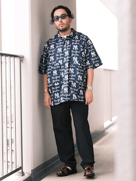 「TENBOX（テンボックス）のアイテム（トップス）」を使った、TAKASHI ITOさん（メンズ・169cm）の夏コーディネート