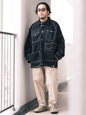 「アイテム（Tシャツ/カットソー、ブルー系）」を使った、TAKASHI ITOさん（メンズ・169cm）の秋コーディネート