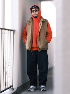 「LOOPWHEELER（ループウィラー）のアイテム」を使った、TAKASHI ITOさん（メンズ・169cm）の冬コーディネート