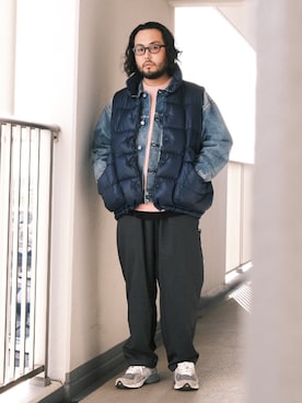 「アイテム（ダウンベスト）」を使った、TAKASHI ITOさん（メンズ・169cm）の冬コーディネート