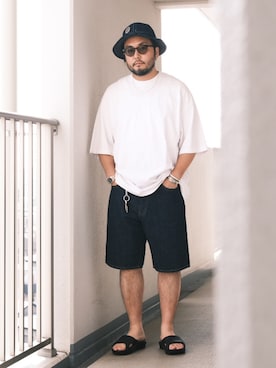 TAKASHI ITOさんの「BEAMS PLUS / デニム 5ポケット ショーツ」を使ったコーディネート