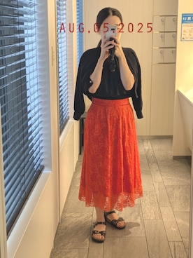 「EMMEL REFINES（エメルリファインズ）のアイテム」を使った、mokoさん（レディース・157cm）の夏コーディネート