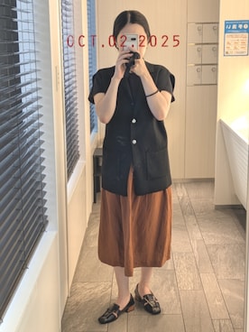 「アイテム（ベスト）」を使った、mokoさん（レディース・157cm・30代）の秋コーディネート