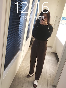 「OFUON（オフオン）のアイテム」を使った、mokoさん（レディース・157cm）の冬コーディネート