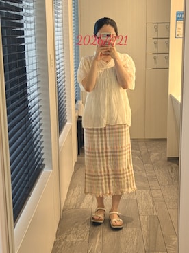 「EMMEL REFINES（エメルリファインズ）のアイテム」を使った、mokoさん（レディース・157cm）の夏コーディネート