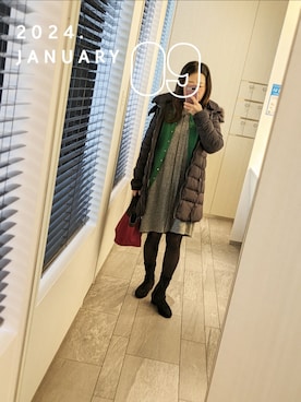 「Herve Chapelier（エルベシャプリエ）のアイテム（トートバッグ）」を使った、mokoさん（レディース・157cm）の冬コーディネート