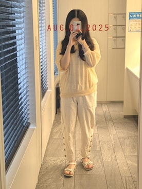 「UNITED ARROWS（ユナイテッドアローズ）のアイテム（ニット/セーター）」を使った、mokoさん（レディース・157cm）の夏コーディネート