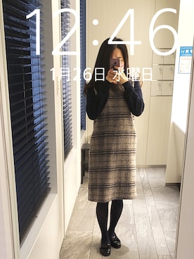 「Three Four Time（ｽﾘｰﾌｫｰﾀｲﾑ）のアイテム」を使った、mokoさん（レディース・157cm）の冬コーディネート
