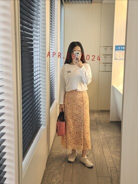 「アイテム（ネックレス、ホワイト系）」を使った、mokoさん（レディース・157cm）の夏コーディネート