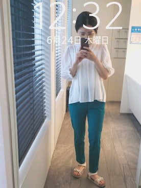 「Moname（モナーム）のアイテム（パンツ）」を使った、mokoさん（レディース・157cm）の夏コーディネート