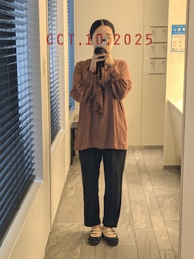 「アイテム（バレエシューズ）」を使った、mokoさん（レディース・157cm・30代）の秋コーディネート