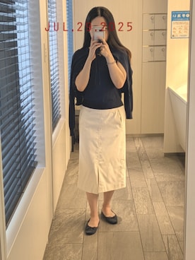 「アイテム（ニット/セーター）」を使った、mokoさん（レディース・157cm）の夏コーディネート