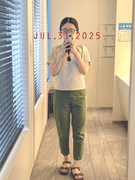 「アイテム（カーゴパンツ）」を使った、mokoさん（レディース・157cm）の夏コーディネート