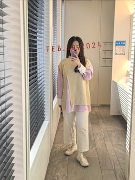 「アイテム（チノパンツ、ホワイト系）」を使った、mokoさん（レディース・157cm）の夏コーディネート