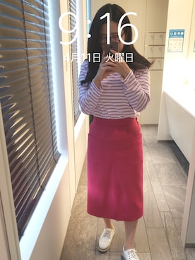 「Lee（リー）のアイテム（Tシャツ/カットソー）」を使った、mokoさん（レディース・157cm）の春コーディネート