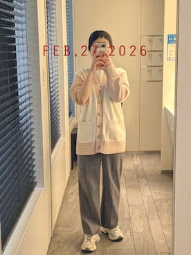 「LACOSTE（ラコステ）のアイテム」を使った、mokoさん（レディース・157cm）の冬コーディネート