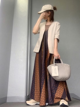 「COOLなこのコが仲間入り」｜「アイテム（ノーカラージャケット）」を使った、cheryさん（レディース・156cm）の夏コーディネート