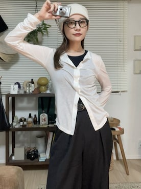 「アイテム（メガネ）」を使った、Chihiroさん（レディース・158cm）の秋コーディネート
