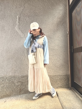 「blue」｜「アイテム（ワンピース/ドレス）」を使った、もぴこさん（レディース・160cm）の春コーディネート