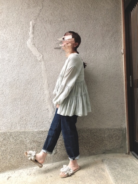 「BASE（ベース）のアイテム（シューズ）」を使った、もぴこさん（レディース・160cm）の夏コーディネート