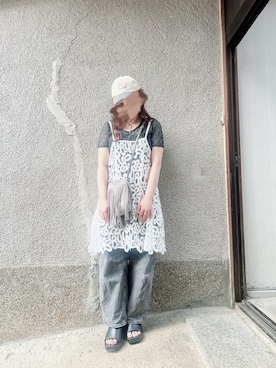 「アイテム（チュニック）」を使った、もぴこさん（レディース・160cm）の夏コーディネート