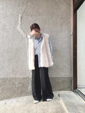 「blue」｜「アイテム（ベスト）」を使った、もぴこさん（レディース・160cm）の冬コーディネート