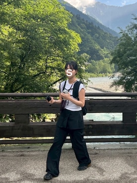 「アイテム（バックパック/リュック）」を使った、優さん（レディース・160cm）の夏コーディネート