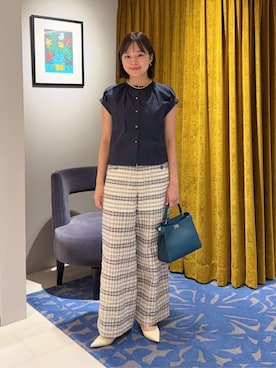 「MACPHEE（マカフィー）のアイテム（パンツ）」を使った、WatanabeTOMORROWLANDさん（レディース・162cm）の夏コーディネート