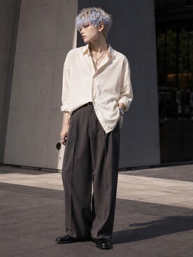 「no brand（ノーブランド）のアイテム（トップス、ベージュ系）」を使った、Enaさん（レディース・170cm）の夏コーディネート
