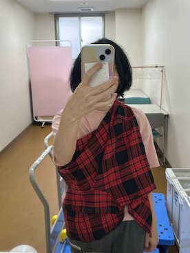 「zozotownのアイテム（その他トップス、レッド系）」を使った、maui110さん（レディース・153cm）の夏コーディネート