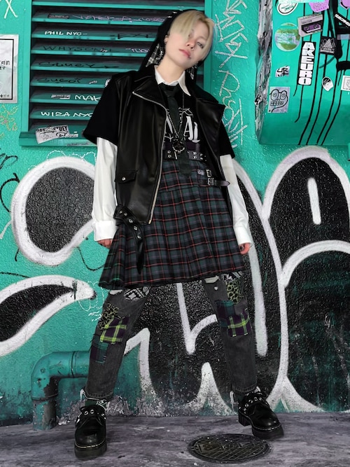 【美品】キャンディストリッパー　パッチワーク　デニムブルゾン　ダメージ加工　M 美品】キャンディストリッパー パッチワーク デニムブルゾン