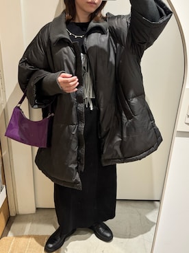 「アイテム（ポンチョ）」を使った、つきさん（レディース・157cm）の冬コーディネート