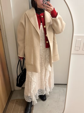 「アイテム（ボストンバッグ）」を使った、つきさん（レディース・157cm）の冬コーディネート