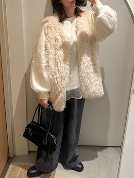 「アイテム（カーゴパンツ）」を使った、つきさん（レディース・157cm）の冬コーディネート