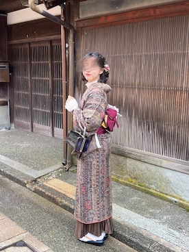 「アイテム（着物）」を使った、つきさん（レディース・157cm）の秋コーディネート