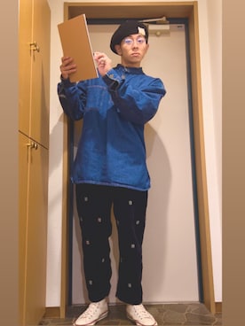 「アイテム（ハンチング/ベレー帽）」を使った、dechidaichiさん（メンズ・175cm・20代）の冬コーディネート