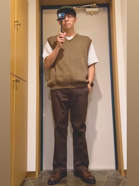 「アイテム（ハンチング/ベレー帽）」を使った、dechidaichiさん（メンズ・175cm・20代）の冬コーディネート