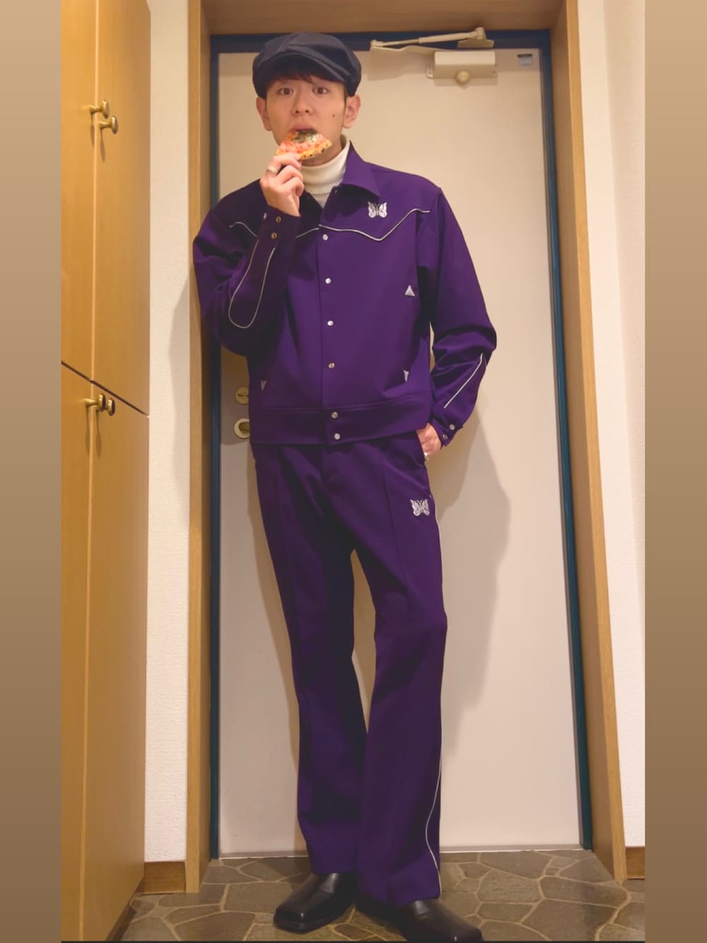 Needles セットアップ　グリーン&パープル　L M Needles セットアップ グリーン&パープル L M