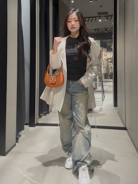 「ARMANI EXCHANGE（アルマーニエクスチェンジ）のアイテム」を使った、Yuukaさん（レディース・152cm）の春コーディネート