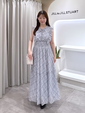 「JILL by JILL STUART（ジルバイジルスチュアート）のシアープリーツワンピース（ワンピース、グレー系）」を使った、kaedejillbyさん（レディース・150cm）の夏コーディネート
