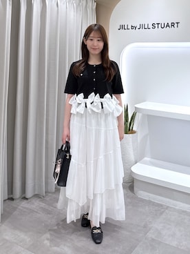 「JILL by JILL STUART（ジルバイジルスチュアート）のバリエーションティアードスカート（スカート、ホワイト系）」を使った、kaedejillbyさん（レディース・150cm）の夏コーディネート