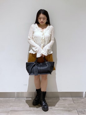 「NATURAL BEAUTY BASIC（ナチュラルビューティーベーシック）のアイテム（カーディガン/ボレロ）」を使った、YUさん（レディース・150cm）の夏コーディネート