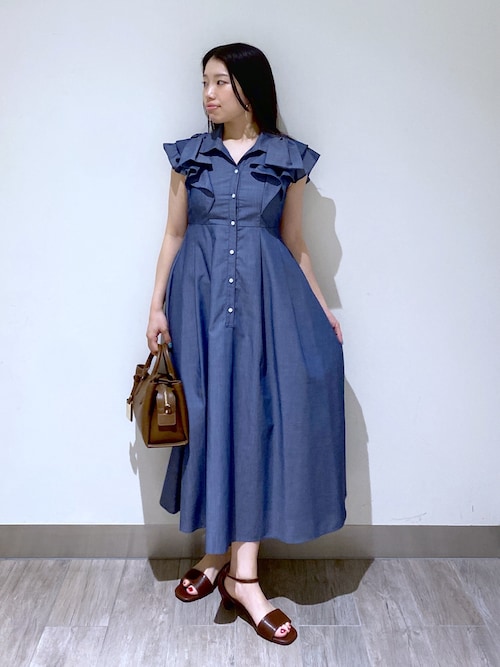 【山本里菜さんコラボ】リボンラッフルシャツワンピース