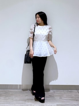 「ぺプラムトップス」｜YUさん（レディース・150cm）の夏コーディネート