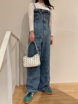 「アイテム（つなぎ/オールインワン）」を使った、risaさん（レディース・163cm）の秋コーディネート