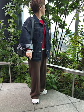 「アイテム（デニムジャケット）」を使った、reaさん（レディース・155cm）の秋コーディネート