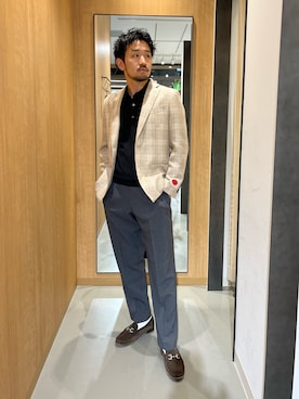 「URBAN RESEARCH DOORS（アーバンリサーチドアーズ）のLIFE STYLE TAILOR　MARLING&EVANS JACKET（テーラードジャケット、ベージュ系）」を使った、nonayuuさん（メンズ・173cm）の夏コーディネート